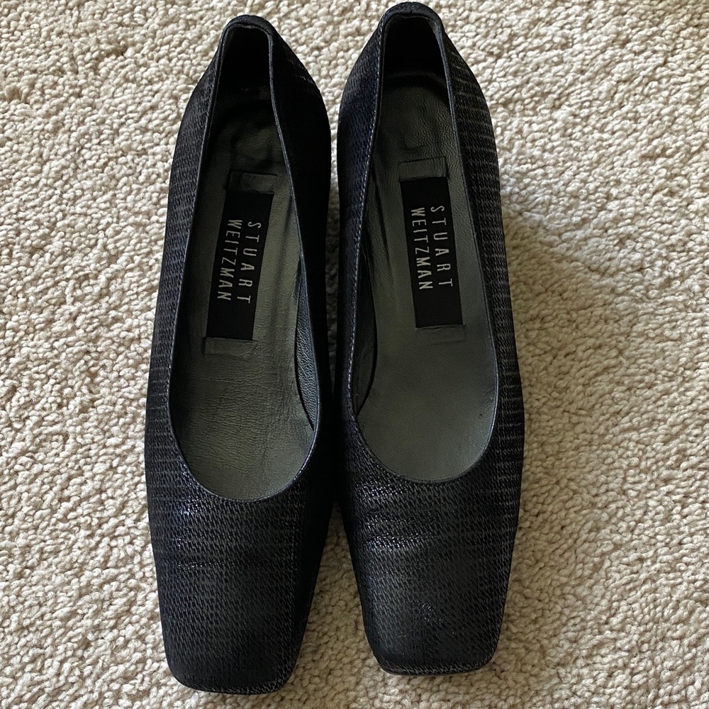 Vintage Stuart Weitzman Black Textured Square-Toe

Original box